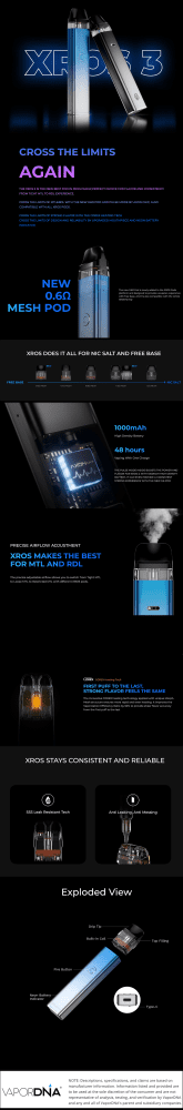 Vaporesso XROS 3 Infographic